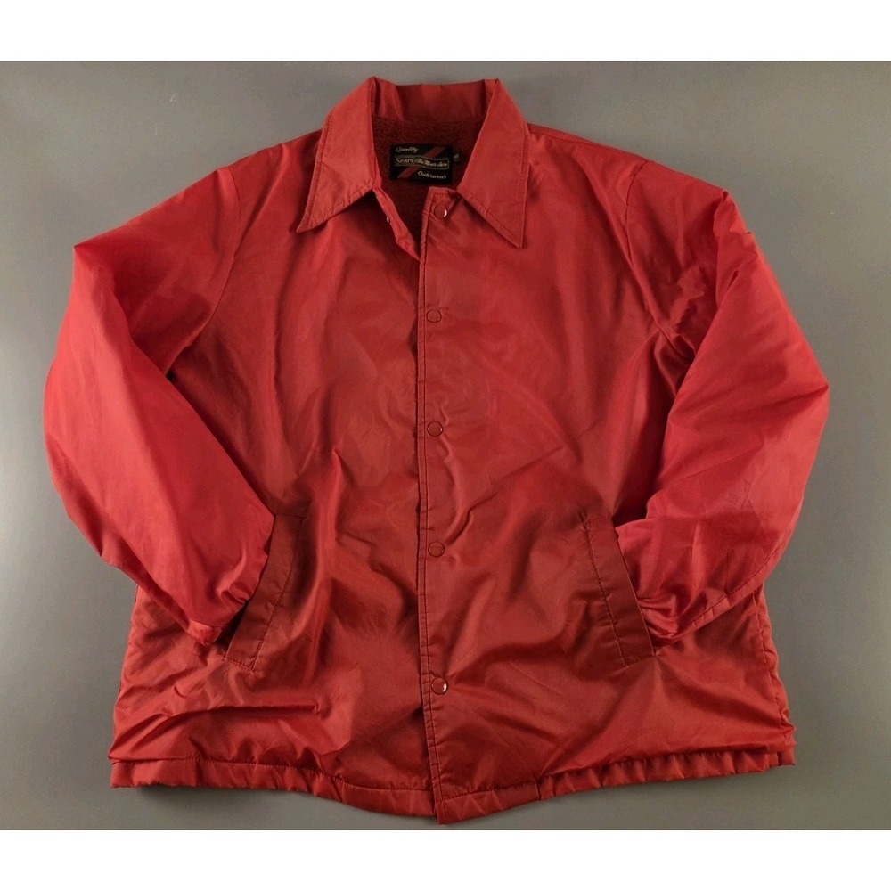 Vintage Sears The Men's Store Red Jacket Size 46 Tall Sherpa Lined USA 70s